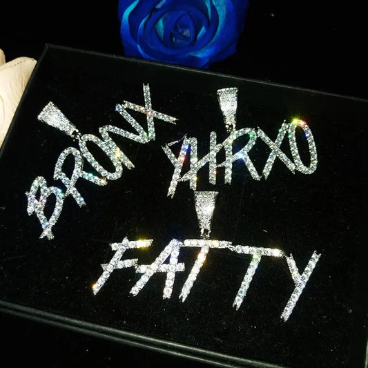"VibeScript" Custom Iced Brush Cursive Name Necklace