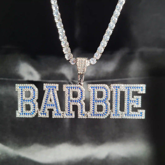 Ice blue diamonds personalized pendant