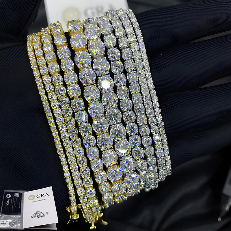 Men layering iced out tennis chains 5A CZ chain stack streetwear