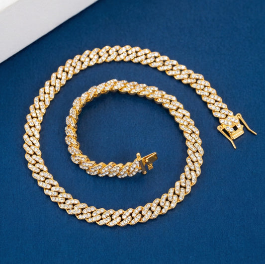 9mm Iced Out Cuban Link Chain — Lightweight Daily Wear 5A CZ