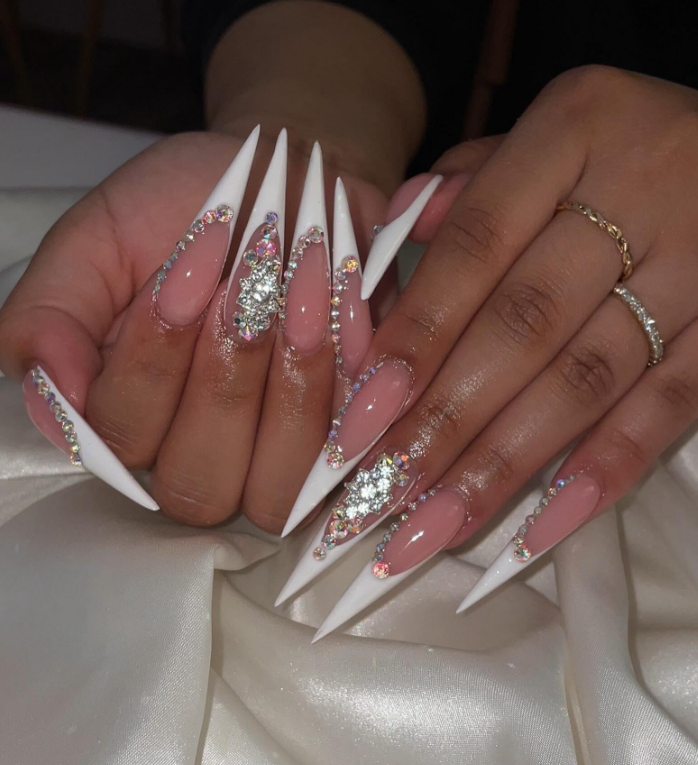 Handmade Luxury Stiletto Press-On Nails New York | Custom Iced Out Baddie Claws