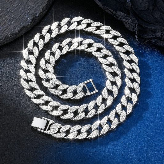 14mm Iced Cuban Link Chain — Hand-Polished Prong Set 5A CZ Hip Hop Chain