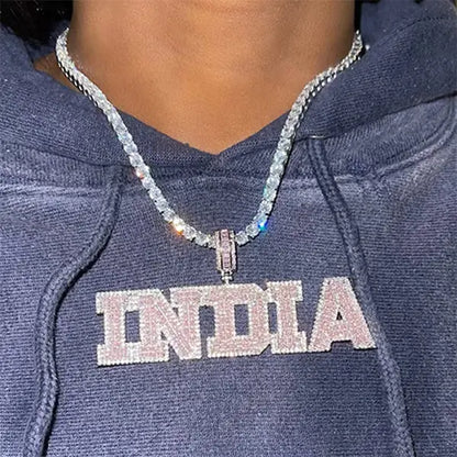 Micro-Pave Block Custom Name Pendant — Single or Multi-Line Layout
