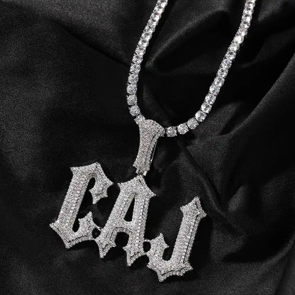 Spiked Gothic Letter Custom Name Pendant