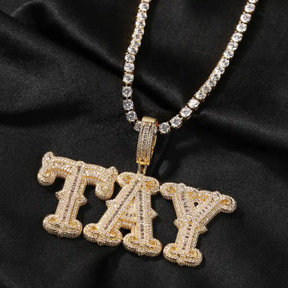 Old English Gothic Custom Name Pendant — Heavy Iced Out Letters