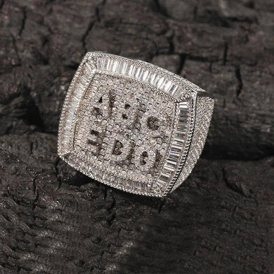 Custom Hip Hop Gemstone Nameplate Ring – 2 to 6 Letters – US Sizes 6–11