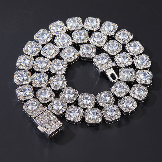 Geometric Square Tennis Chain: Iced Out Halo Choker