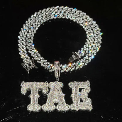 Old English Gothic Custom Name Pendant — Heavy Iced Out Letters