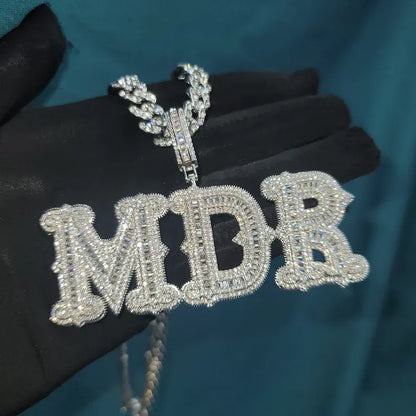 Old English Gothic Custom Name Pendant — Heavy Iced Out Letters