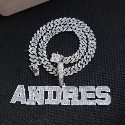 Micro-Pave Block Custom Name Pendant — Single or Multi-Line Layout