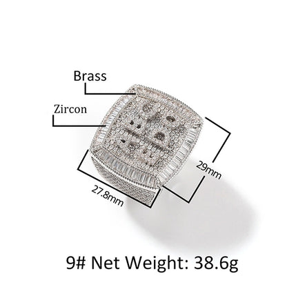 Custom Iced Out Nameplate Ring — Engraved Letters on Championship-Style Face