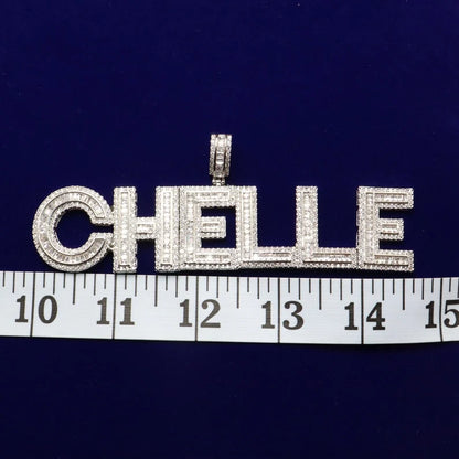 Baguette Block Letter Custom Name Pendant — Iced Out Capital Letters