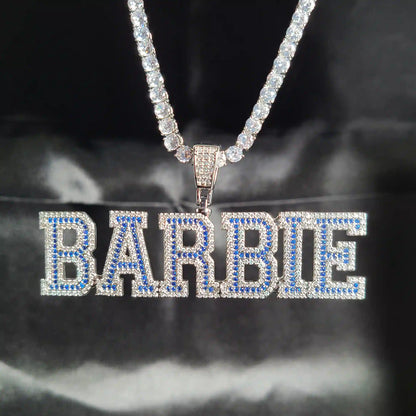 Ice blue diamonds personalized pendant