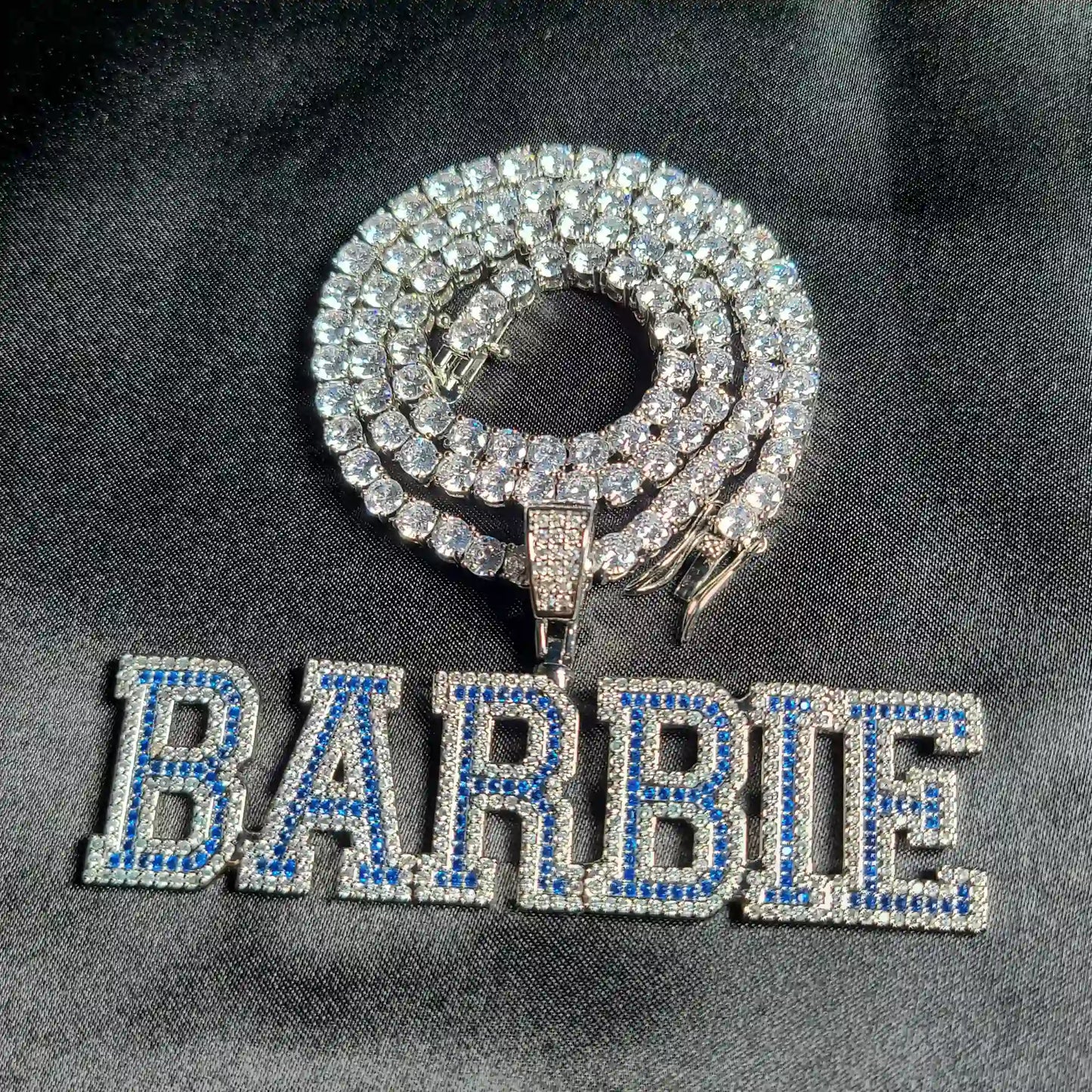 Custom Two-Tone Varsity Block Name Pendant