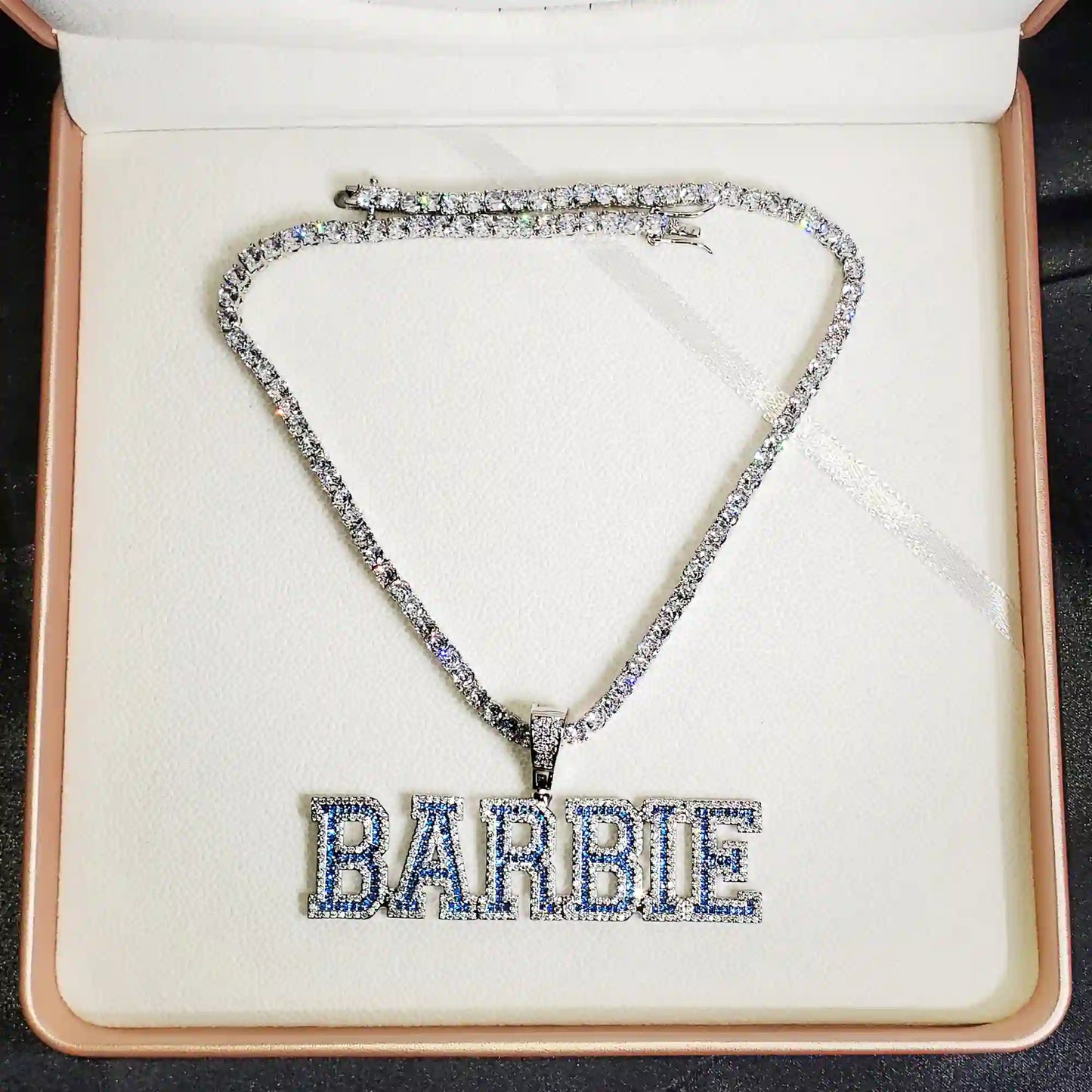 Custom Two-Tone Varsity Block Name Pendant