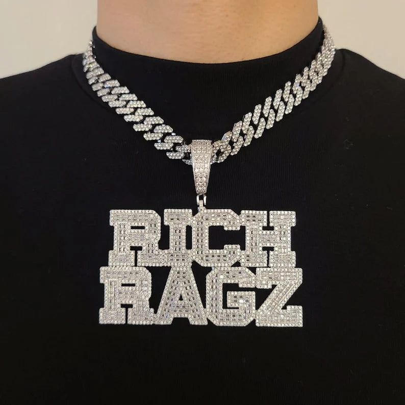 Custom Classic Micro-Pave Minimalist Block Pendant