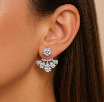Custom Pear Cut Zircon Ear Jackets New York | Iced Out Baddie Statement Earrings