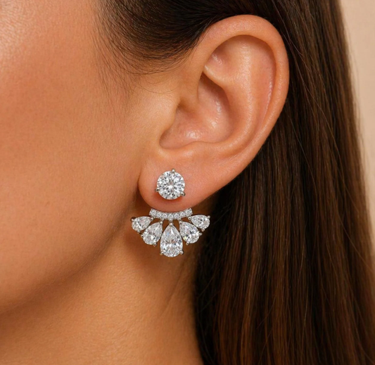 Custom Pear Cut Zircon Ear Jackets New York | Iced Out Baddie Statement Earrings