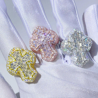 Baguette Cut Cubic Zirconia Cross Eternity Band